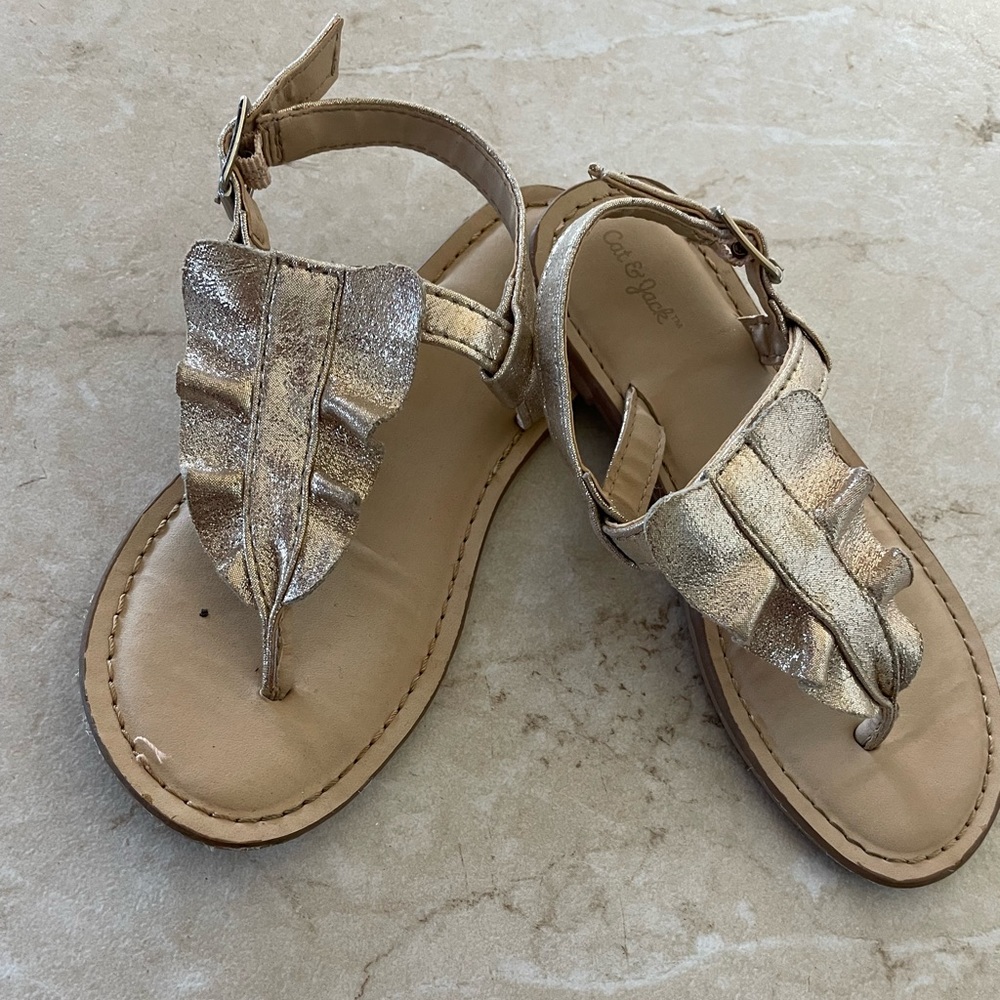 Size 11 Little Girl Gold Sandals